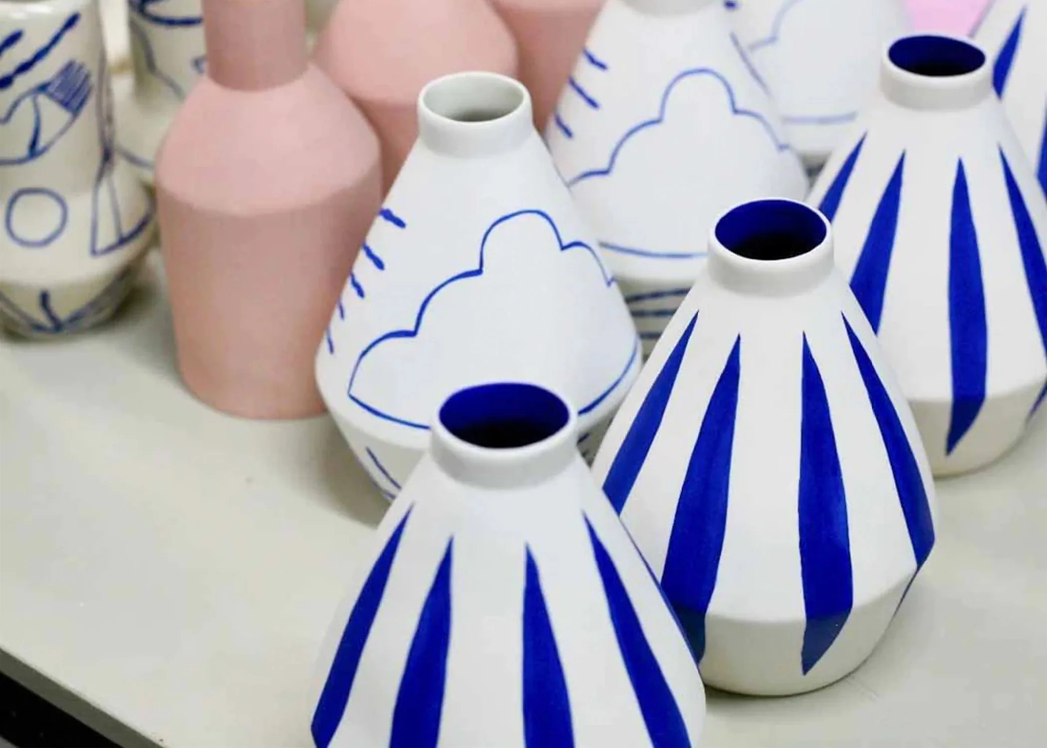 Diamond Vase Blue Stripe - Image 2