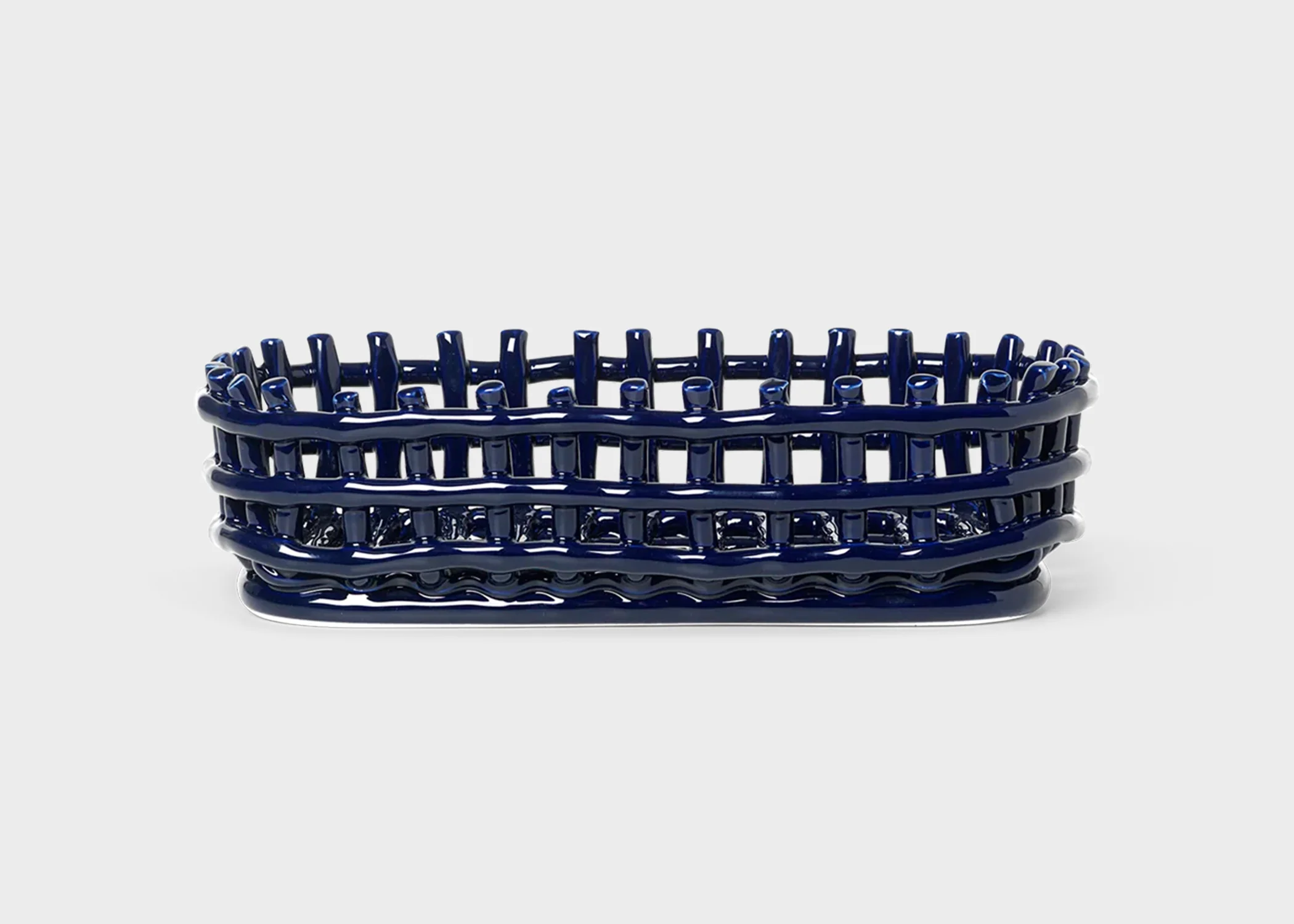 Oval Ceramic Basket Blue